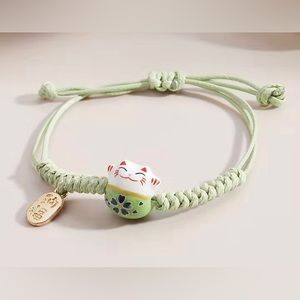 Good Fortune Maneki Neko Cute Ceramics Money Cat String Bracelet